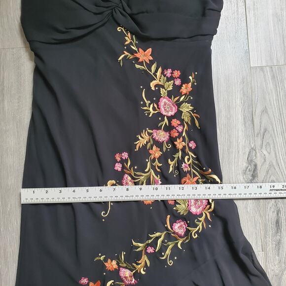 Y2K Whimsigoth Fairy Dress Womens 6 Floral Embroidered Maxi Formal Gown Elegant - Picture 8 of 12